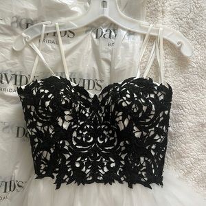 David’s Bridal lace prom dress with ball gown skirt